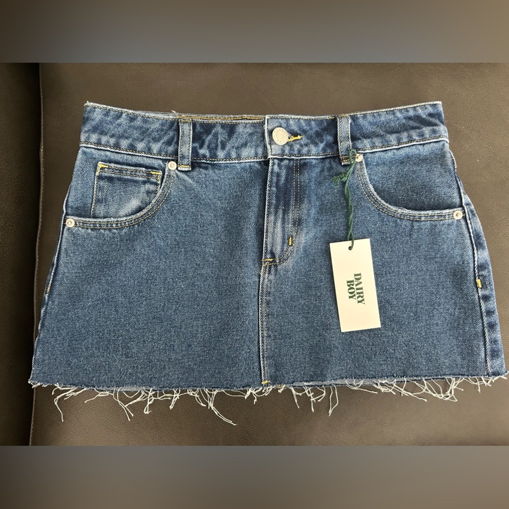 Dairy boy NYC pop up micro mini denim skirt